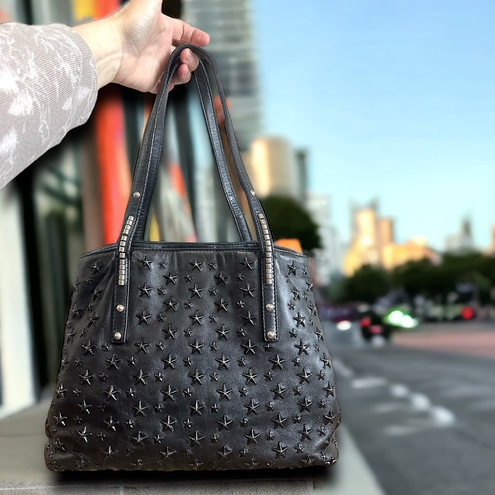 Elegant Black Star-Studded Tote Bag